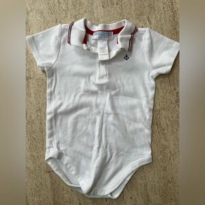 Janie and Jack White Nautical Polo Onesie